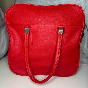 VTG Red Travel Carry On Luggage Tote Bag Top Handle Zip Closure Lock Keys Silver